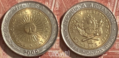 Аргентина 1 песо 2009 года, KM# 112, 483р-065