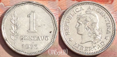 Аргентина 1 сентаво 1973 года, KM# 64, 280a-140