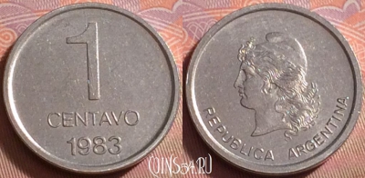 Аргентина 1 сентаво 1983 года, KM# 87, UNC, 087k-085