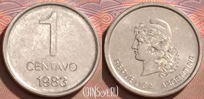 Аргентина 1 сентаво 1983 года, KM# 87, UNC, 117l-117