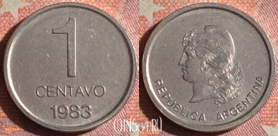 Аргентина 1 сентаво 1983 года, KM# 87, UNC, 379-138