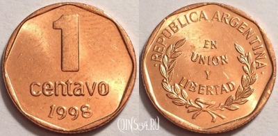 Аргентина 1 сентаво 1998 года, KM# 113a, 71-072a