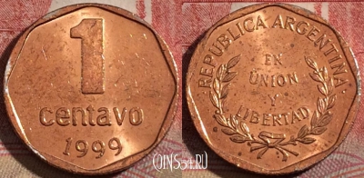 Аргентина 1 сентаво 1999 года, KM# 113a, 215-095