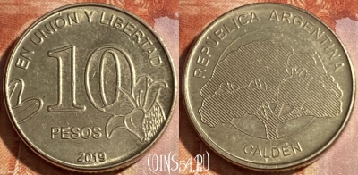 Аргентина 10 песо 2019 года, 413r-043 ♛