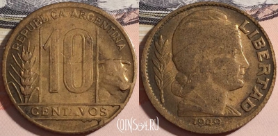 Аргентина 10 сентаво 1949 года, KM# 41, a063-059