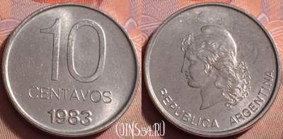 Аргентина 10 сентаво 1983 года, KM# 89, UNC, 087k-080