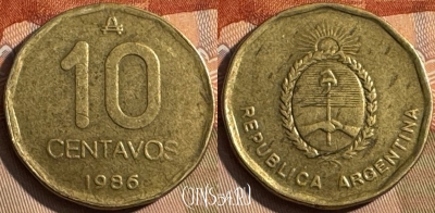 Аргентина 10 сентаво 1986 года, KM# 98, 199s-093