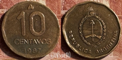 Аргентина 10 сентаво 1987 года, KM# 98, 183s-015