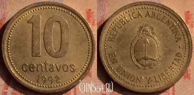Аргентина 10 сентаво 1992 года, KM# 107, 414-007