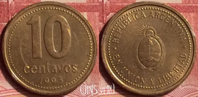 Аргентина 10 сентаво 1993 года, KM# 107, 074m-132