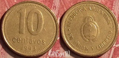 Аргентина 10 сентаво 1993 года, KM# 107, 185n-132