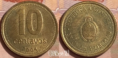 Аргентина 10 сентаво 2004 года, KM# 107, 465q-474