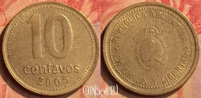 Аргентина 10 сентаво 2005 года, KM# 107, 105n-143