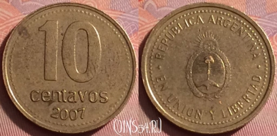 Аргентина 10 сентаво 2007 года, KM# 107a, 347j-141