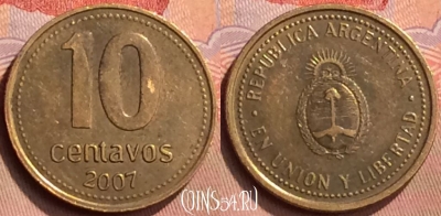 Аргентина 10 сентаво 2007 года, KM# 107a, 429-020