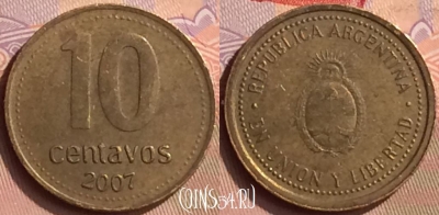 Аргентина 10 сентаво 2007 года, KM# 107a, 443-067