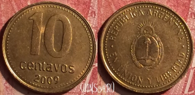 Аргентина 10 сентаво 2009 года, KM# 107a, 185n-067