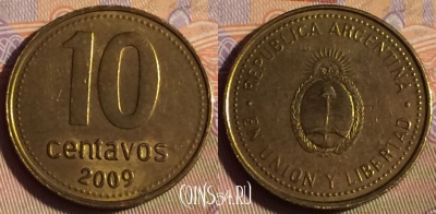 Аргентина 10 сентаво 2009 года, KM# 107a, 252b-144