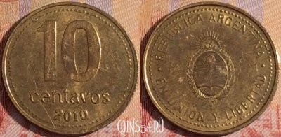 Аргентина 10 сентаво 2010 года, KM# 107a, 155a-046