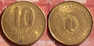 Аргентина 10 сентаво 2010 года, KM# 107a, 292l-064