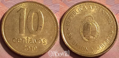 Аргентина 10 сентаво 2010 года, KM# 107a, 348j-077