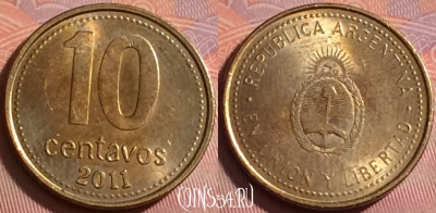 Аргентина 10 сентаво 2011 года, KM# 107a, 348j-085
