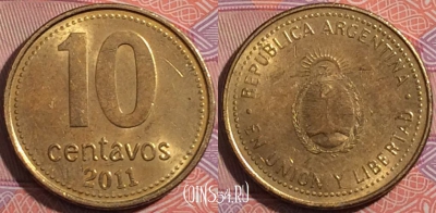 Аргентина 10 сентаво 2011 года, KM# 107a, a140-110