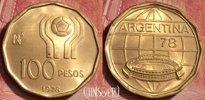 Аргентина 100 песо 1978 года, KM# 77, UNC, 072l-116
