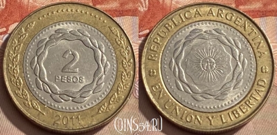 Аргентина 2 песо 2011 года, KM# 165, 429q-142