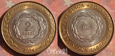 Аргентина 2 песо 2014 года, KM# 165, 112i-136