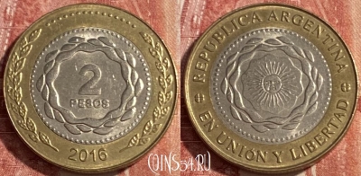 Аргентина 2 песо 2016 года, KM# 165, 414r-054
