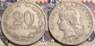 Аргентина 20 сентаво 1930 года, KM# 36, 133-030