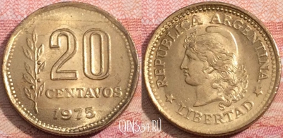 Аргентина 20 сентаво 1975 года, KM# 67, a071-032
