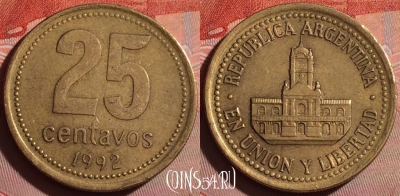 Аргентина 25 сентаво 1992 года, KM# 110.1, 202f-144