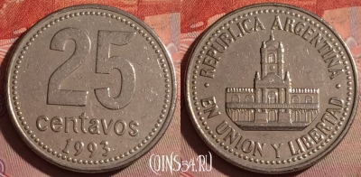 Аргентина 25 сентаво 1993 года, KM# 110a, 199f-073