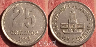 Аргентина 25 сентаво 1993 года, KM# 110a, 439-106