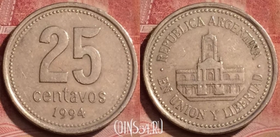 Аргентина 25 сентаво 1994 года, KM# 110a, 065l-093