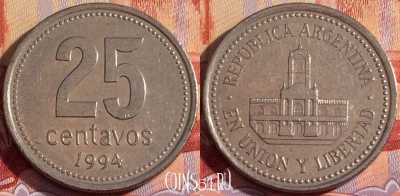 Аргентина 25 сентаво 1994 года, KM# 110a, 084b-110