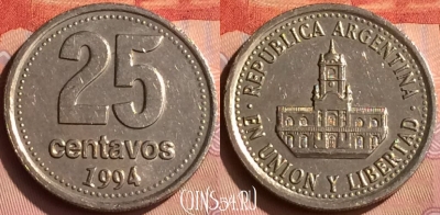 Аргентина 25 сентаво 1994 года, KM# 110a, 230n-029