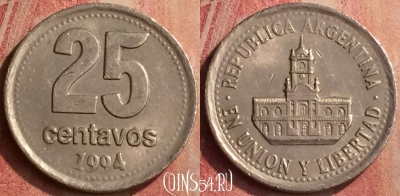 Аргентина 25 сентаво 1994 года, KM# 110a, 427-093