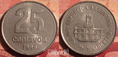 Аргентина 25 сентаво 1996 года, KM# 110a, 227i-110