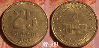 Аргентина 25 сентаво 2009 года, KM# 110.1, 099o-053