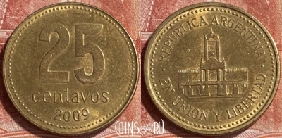 Аргентина 25 сентаво 2009 года, KM# 110.1, 240r-112