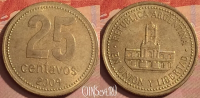 Аргентина 25 сентаво 2009 года, KM# 110.1, 360k-114