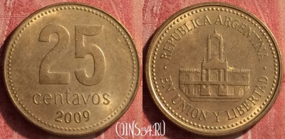 Аргентина 25 сентаво 2009 года, KM# 110.1, 372n-101