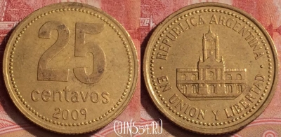 Аргентина 25 сентаво 2009 года, KM# 110.1, 392-007