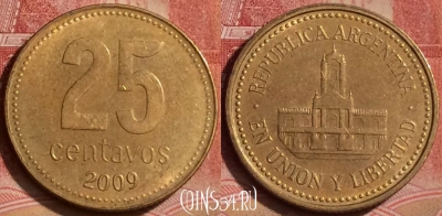 Аргентина 25 сентаво 2009 года, KM# 110.1, 395-049