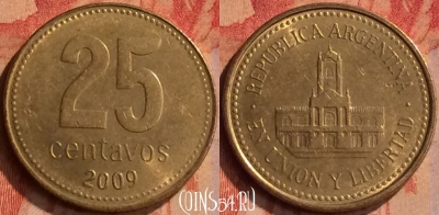 Аргентина 25 сентаво 2009 года, KM# 110.1, 415-015