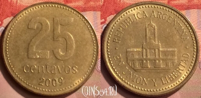 Аргентина 25 сентаво 2009 года, KM# 110.1, 417-017