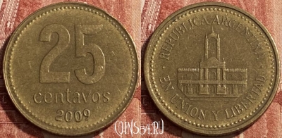 Аргентина 25 сентаво 2009 года, KM# 110.1, 450q-007